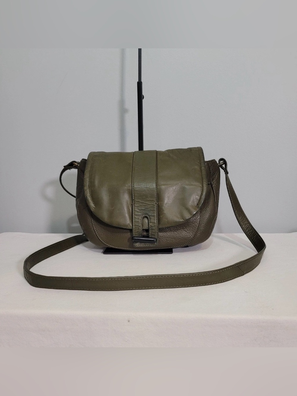 Kelsi Dagger Leather Crossbody Bag Olive Green Flap Toggle Shoulder Purse